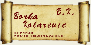 Borka Kolarević vizit kartica